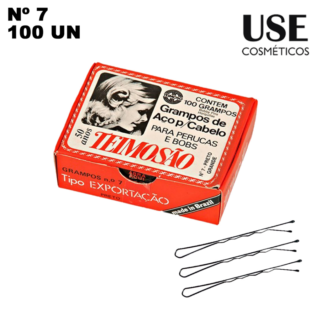 Grampo de Cabelo Teimosão Temoso Preto Nº 7 Caixa 100 Unidades Original ...