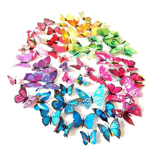 Pacote com 24 Borboletas 3d de PVC com Adesivo e Imã para Decoração de Quarto Teto Parede enfeite de Geladeira em Oferta na Shopee