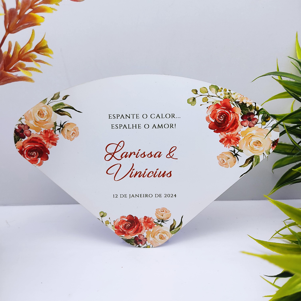 Ventarola Leque de Alegria para Casamento Personalizado com Nomes e ...