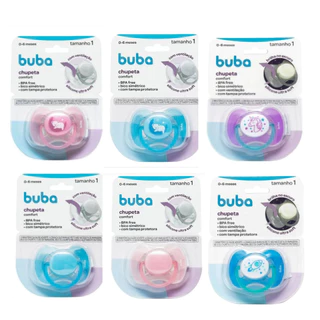 Chupeta Para Bebê Buba Comfort Bico Silicone Com Tampa Protetora Ultra Soft Ventilação Tamanhos 1 (0 a 6 meses)