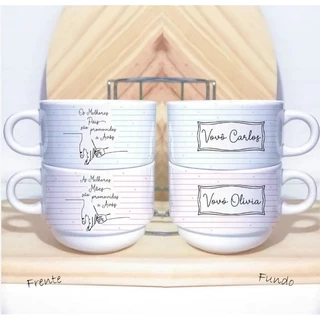 Torre com 2 Xícaras Personalizadas - Dia dos Avós - Promovida/Promovido a Vovó/Vovô
