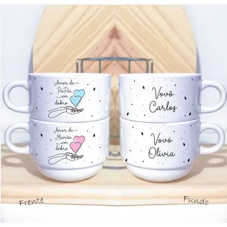Torre com 2 Xícaras Personalizadas - Dia dos Avós - Amor em Dobro