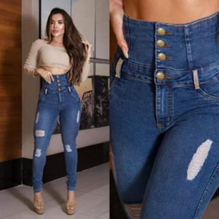 Calça jeans feminina Cintura Alta, Novo Arival cós alto levanta bumbum