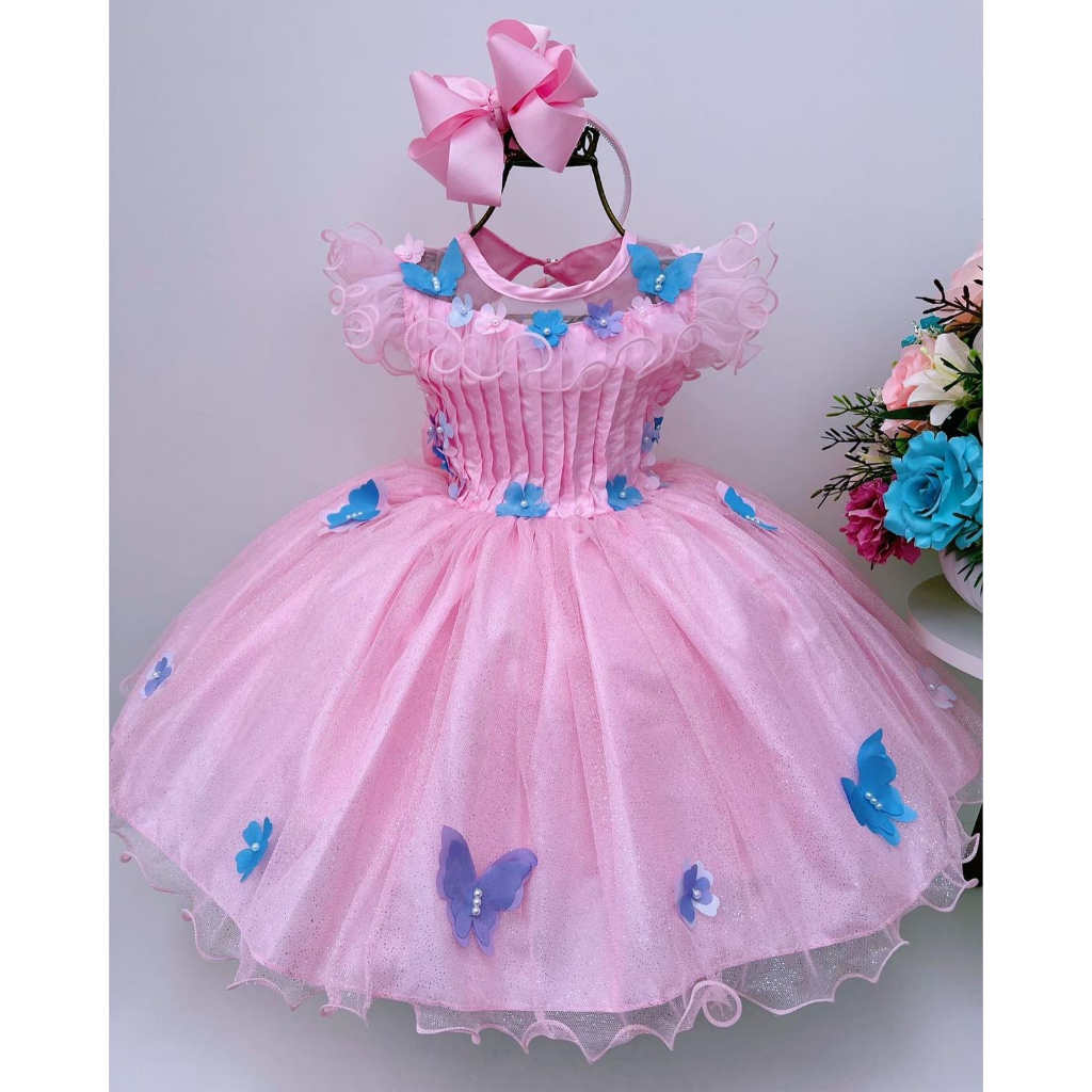 Dzyoleize Vestido de verão infantil Peach Princess Fantasia de festa de  aniversário de manga curta rosa para meninas (as2, age, 3_years, 4_years,  regular, Rosa)