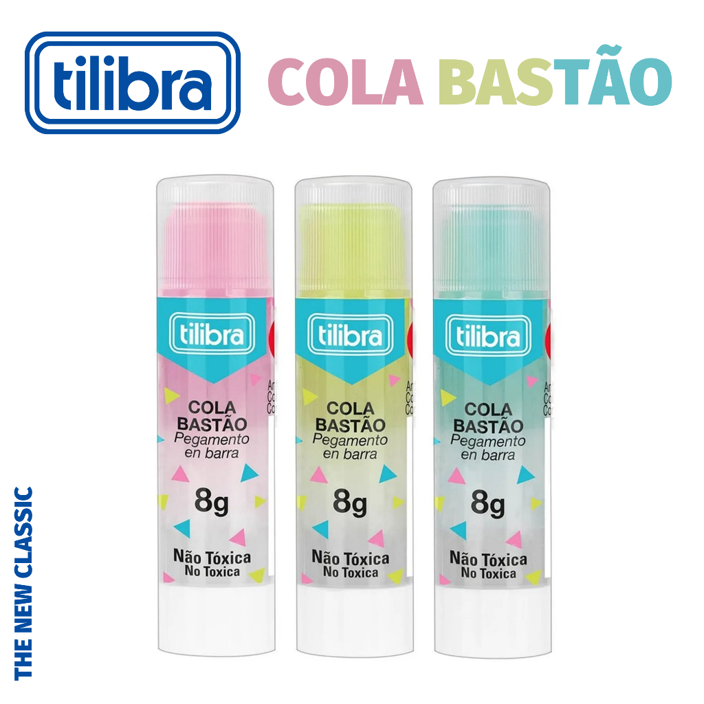 Cola Tilibra Colorida Bastão - Rosa, Azul e Verde - Fica Transparente ...