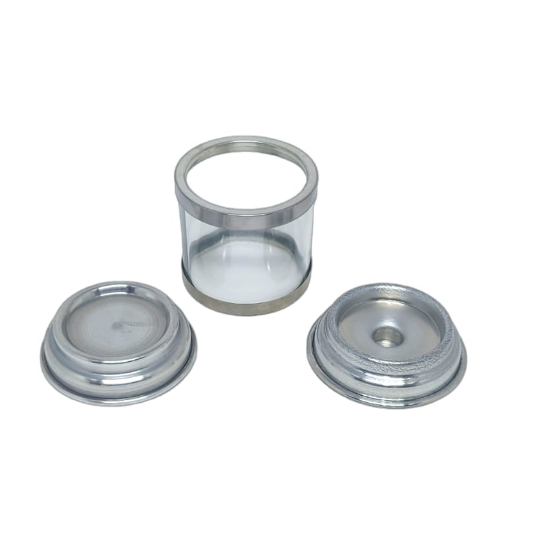 Porta Vela 7 Dias ou 7dias e Vela Palito de Vidro Transparente Base e Borda de Alumínio - Suporte Seguro e Resistente