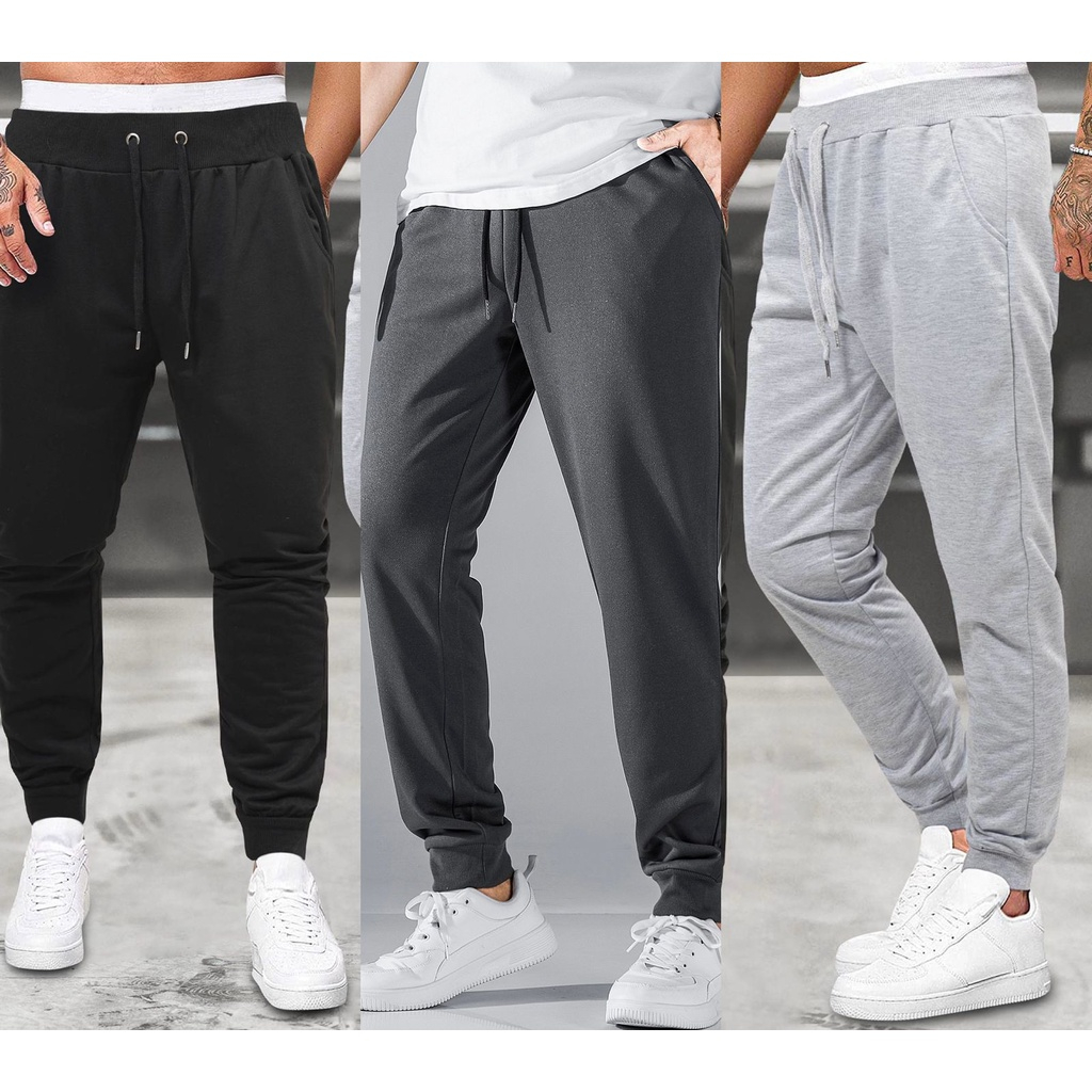 Kit 3 Calças De Moletom Jogger Masculino Academia Treino Casual Flanelada Dia a Dia Promoção