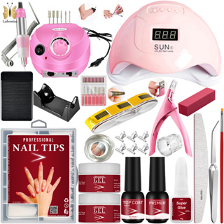 Kit Alongamento Manicure para Unhas Gel UV Lixadeira Porquinho Cabine 48w Sun 5
