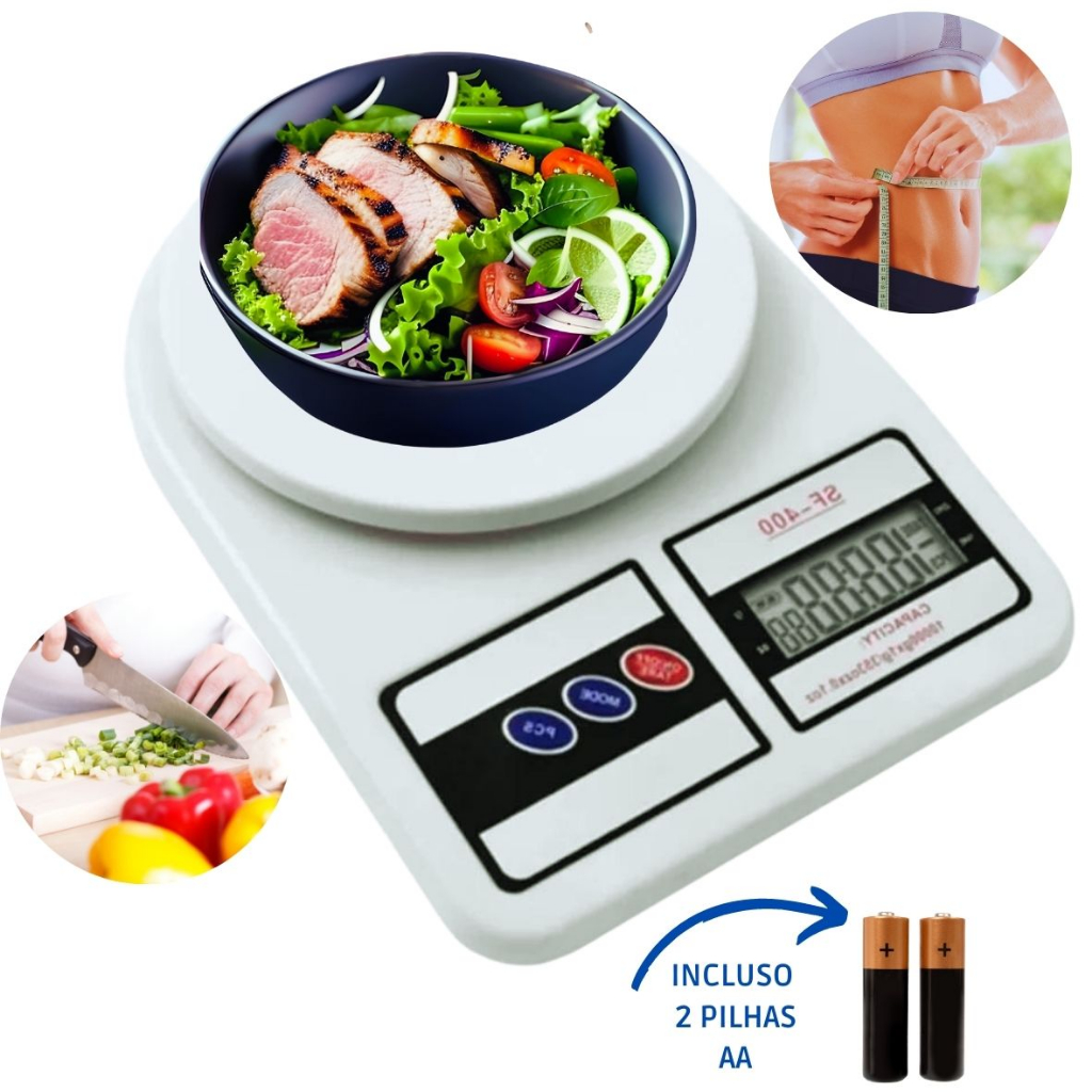 Balança Digital Cozinha 1g A 10kg Dieta E Nutrição Fitness Pesar comida ...