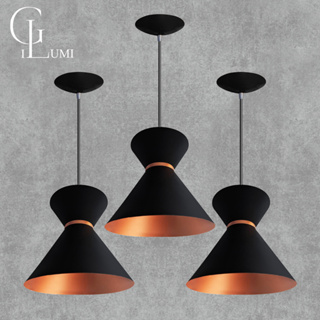 KIT COM 3 PENDENTES LUXO PRETO COM COBRE CASA E DECORAÇÃO ENVIO IMEDIATO