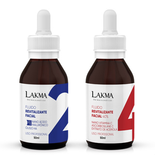 Kit Lakma: Fluído Facial Revitalizante Ácido Hialurônico 50ml + Vitamina C 50ml