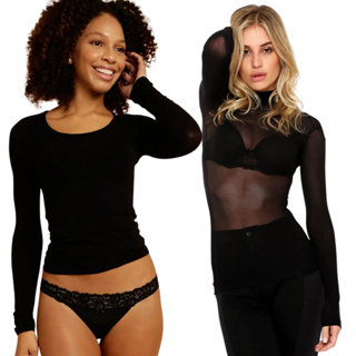 Kit 2 Blusas Femininas Segunda Pele Manga Longa Coleção Inverno Gola Alta Fio 40 Loba Lupo 840 e Gola Careca Clássica Trifil C06311
