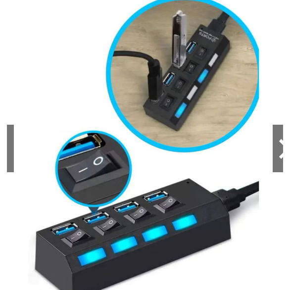 Hub USB com 4 Entradas USB 3.0 de Alta Velocidade com Botão Liga/Desliga