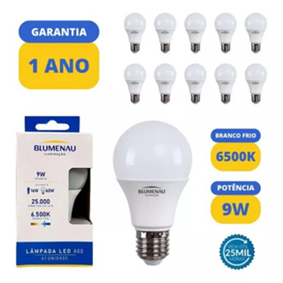 Kit 10 Lâmpada Bulbo Led 9w Branco Frio 6500k Bivolt E27
