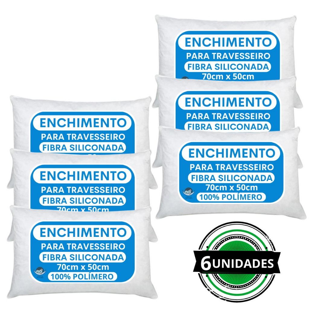 Kit 6 Travesseiro Alto Firme Antialergico 50x70cm extra macio