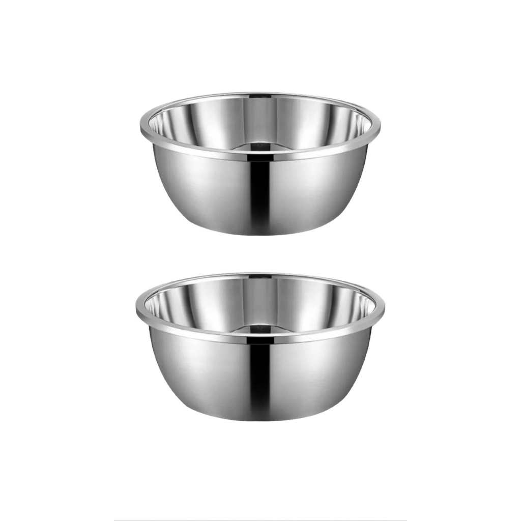 Kit 2 Tigelas Bowl Inox 24CM Culinária Massas Doces Bolos En