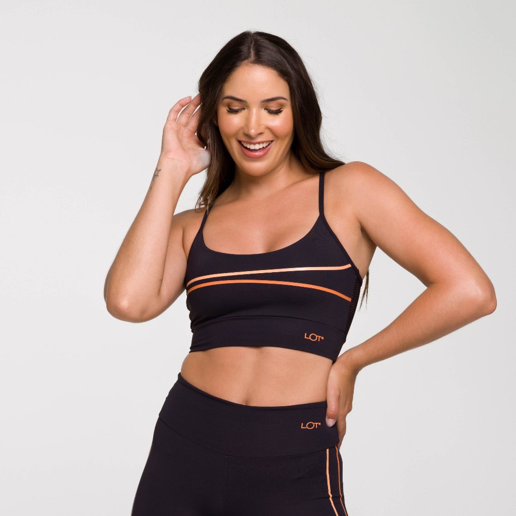 Top Fitness Feminino Academia Estampado Top Poliamida Feminino Preto para Treinar Top Costas