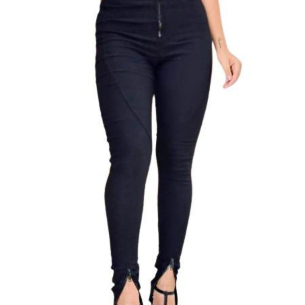 Calça feminina justa cintura alta store tecido bengaline