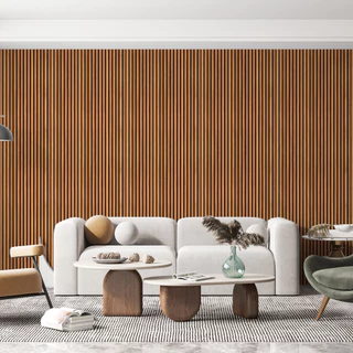Papel De Parede Adesivo Lavável sala Efeito Visual 3D Ripas De Madeira Natural