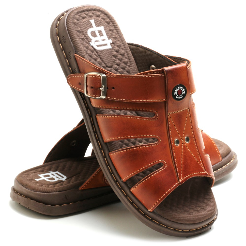 Sandália Franciscana Anti Stress Chinelo Masculino Couro Legítimo Lançamento