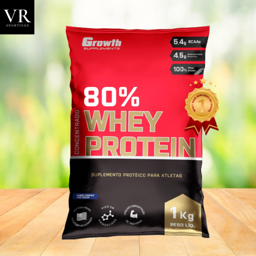 Whey Protein Growth Supplements 1kg Concentrado 80% Original Suplemento 100%