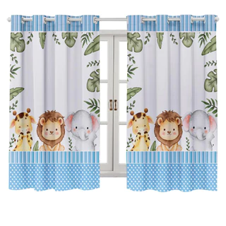 Cortina Infantil Safari Baby 2.00L x 1.50A (Para Decoração, Sala e Quarto - Diversas Estampas Baby)