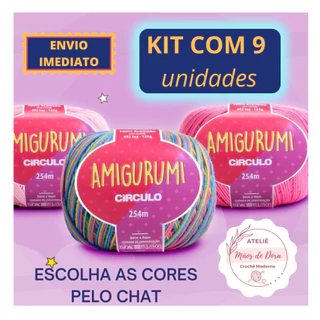 Kit com 9 Amigurumi 125 gramas - Círculo - Tricô e Crochê