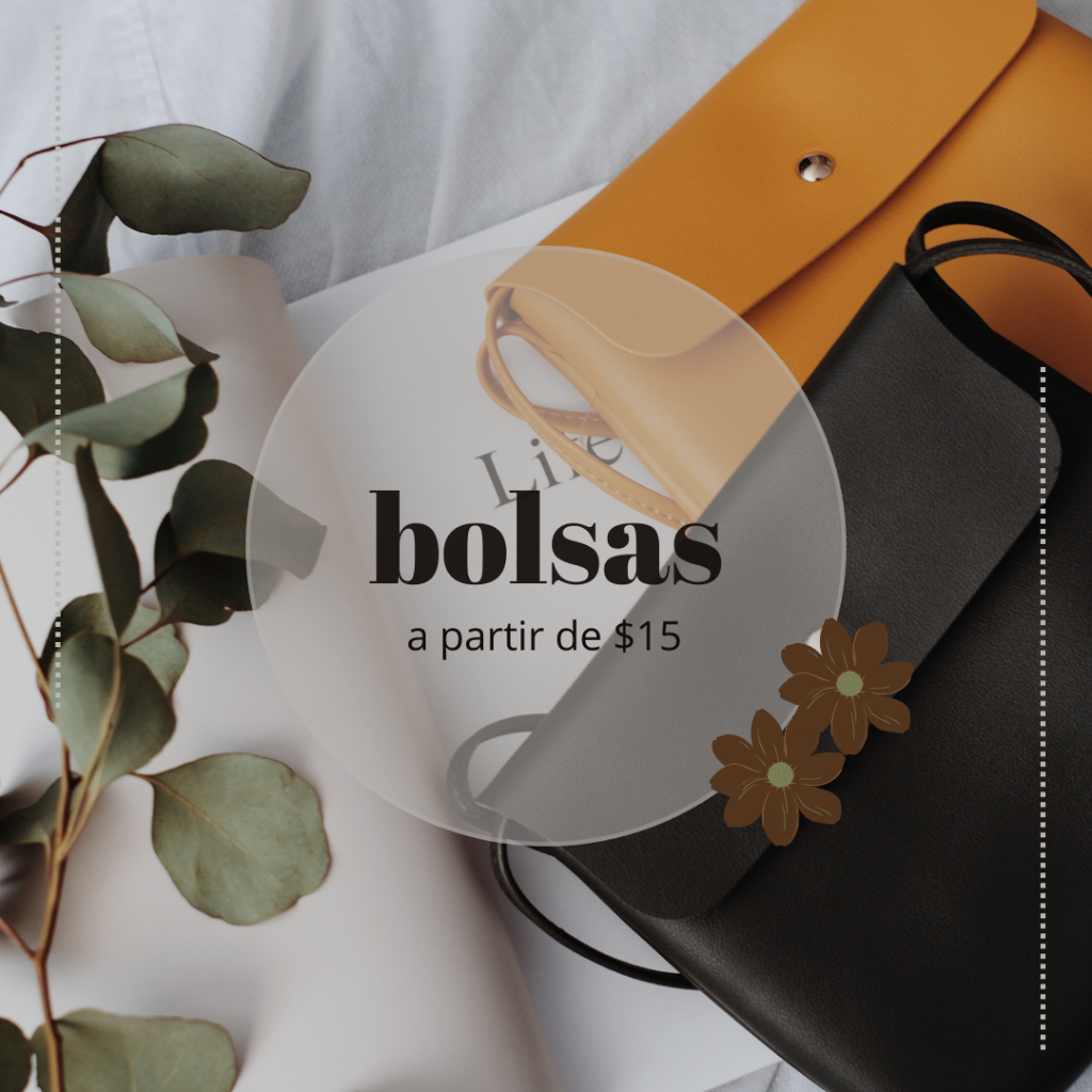 brechó, bolsas e carteiras a partir de $15