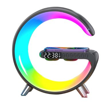 G Spaker GRANDE Multifuncional G Carregador sem fio, despertador, alto-falante APP, luz de carregamento rápido para iPhone 11, 12, 13, 14, Samsung E, S, Note
