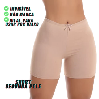 Short Anágua Modelador Básico Segunda Pele Microfibra Short para Usar com Vestido Feminino Adulto Bermuda Modelador Segunda Pele