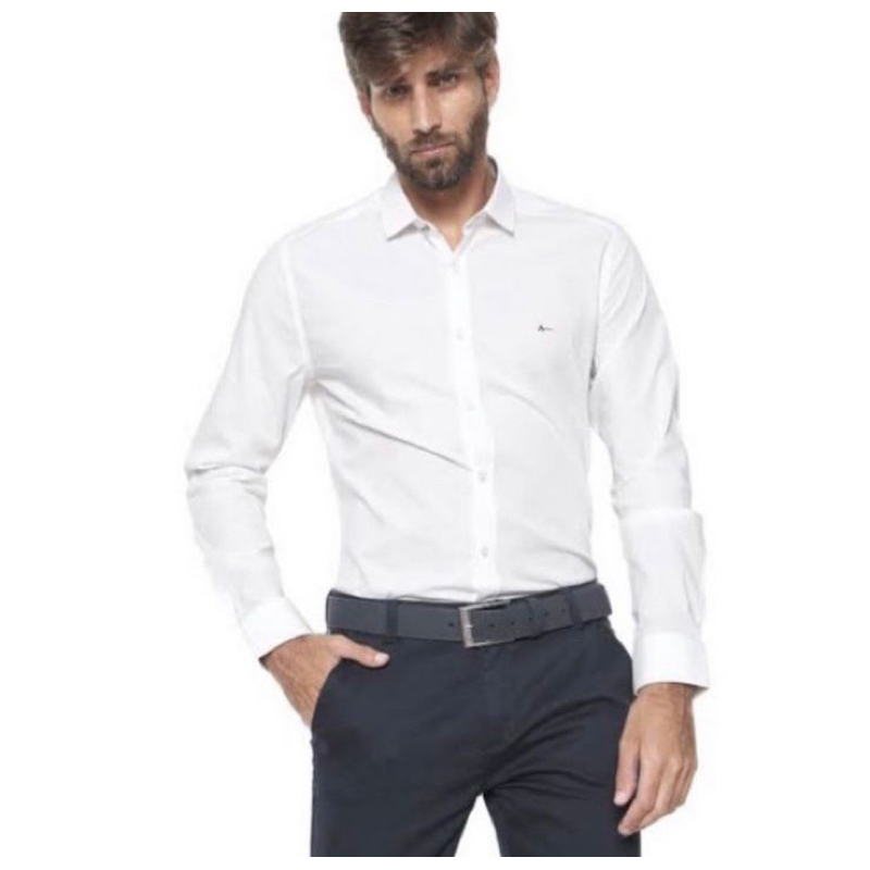 Camisa social Aramis manga longa slim fit lisa manga longa premium fit