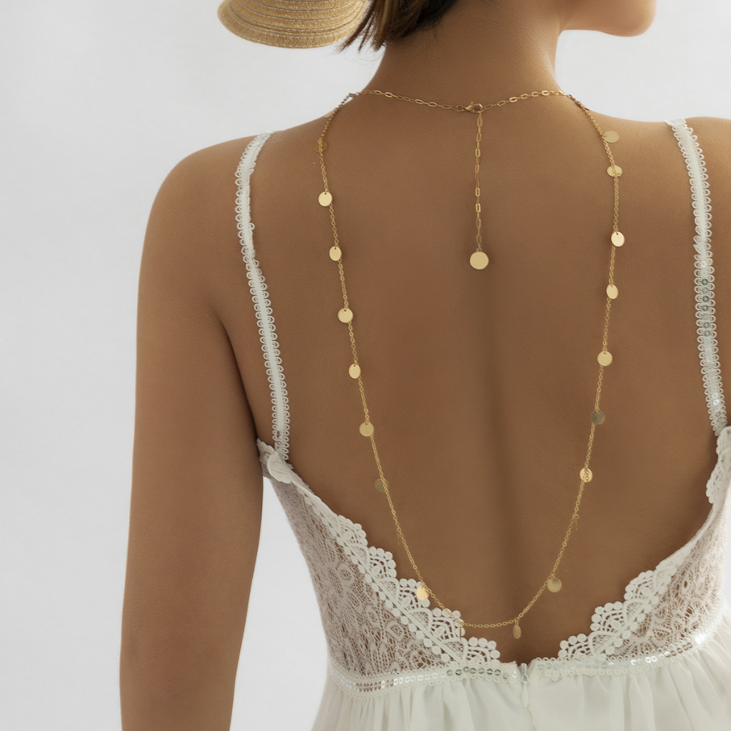 Body Chain Colar longo corrente dupla fina simples sexy lantejoulas ...