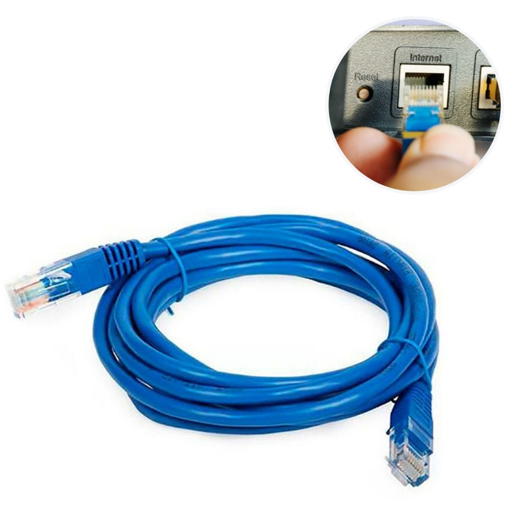 Cabo De Rede Internet RJ45 Azul Com 5 Metros 5m Montado Pronto Para ...