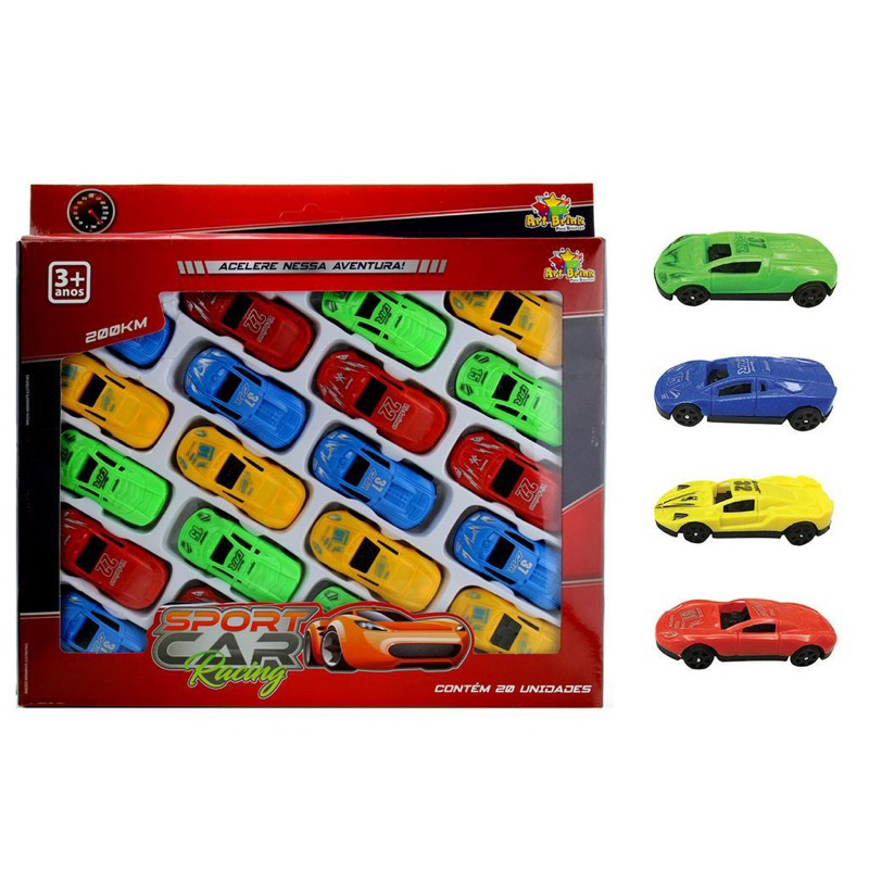 Kit Carrinhos Coleção Sport Car Racing Roda Livre Brinquedo 20 Unidades ...