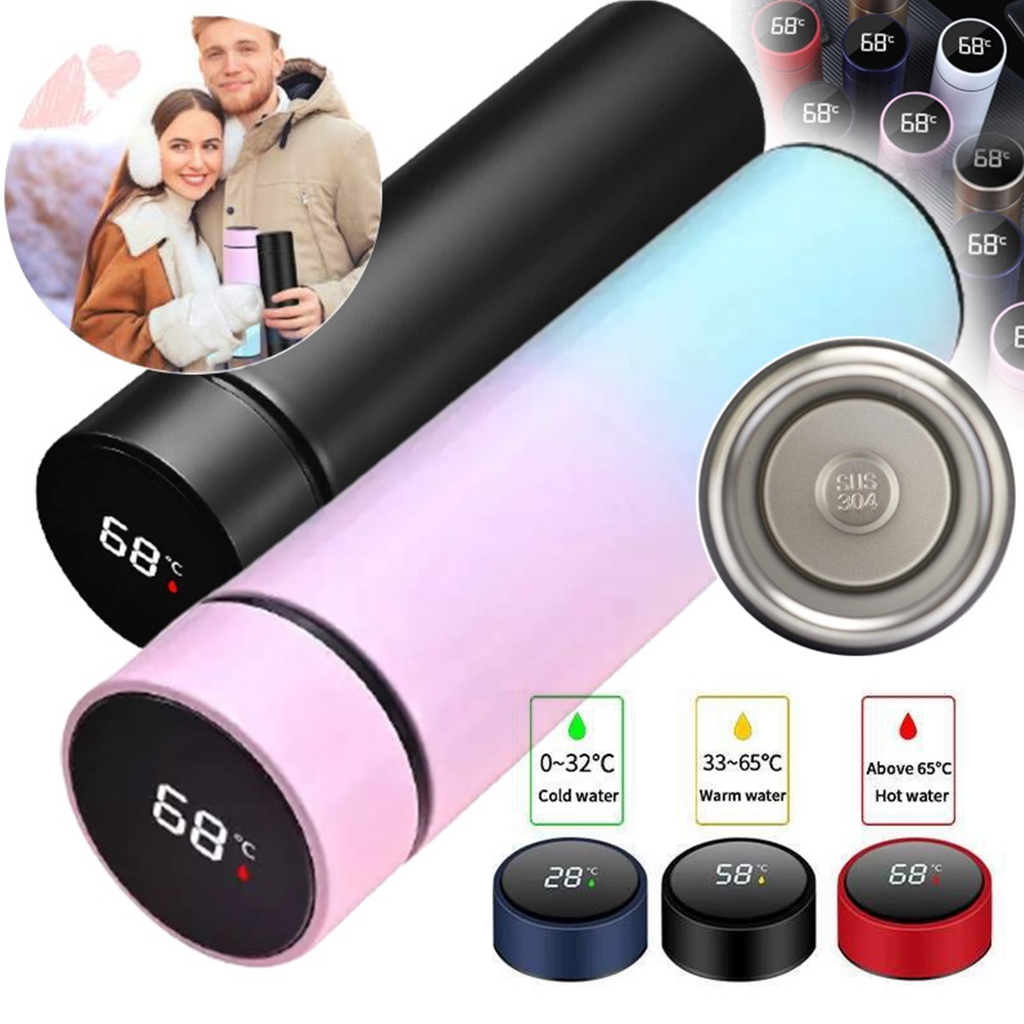 Garrafa Térmica Inteligente Sensor De Temperatura Digital Led Café Água Quente Gelado