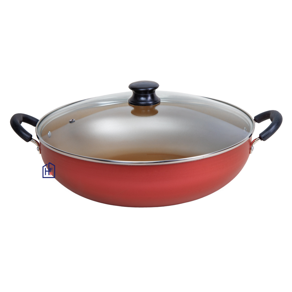 Panela Grande Wok Antiaderente Com Tampa 32cm 6 Litros