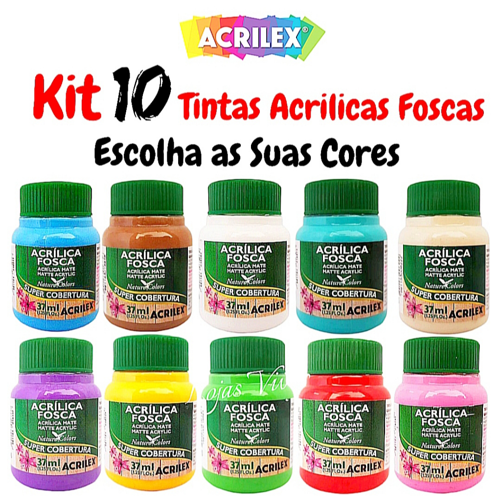 Kit 10 Tintas Acrilicas Fosca - Acrilex