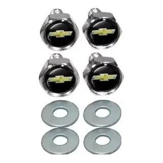 Kit 4 Parafusos De Placa Para Carro Chevrolet Emblema Preto