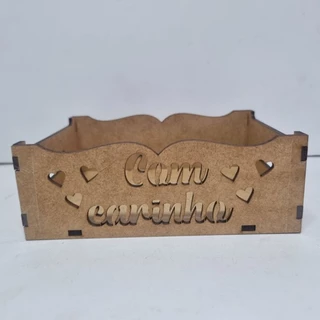 kit Bandeja P Mini com carinho 10 UNIDADE ( coração) cesta, caixa Presente Lembrança e decoração - MDF cru medida 15x10x5
