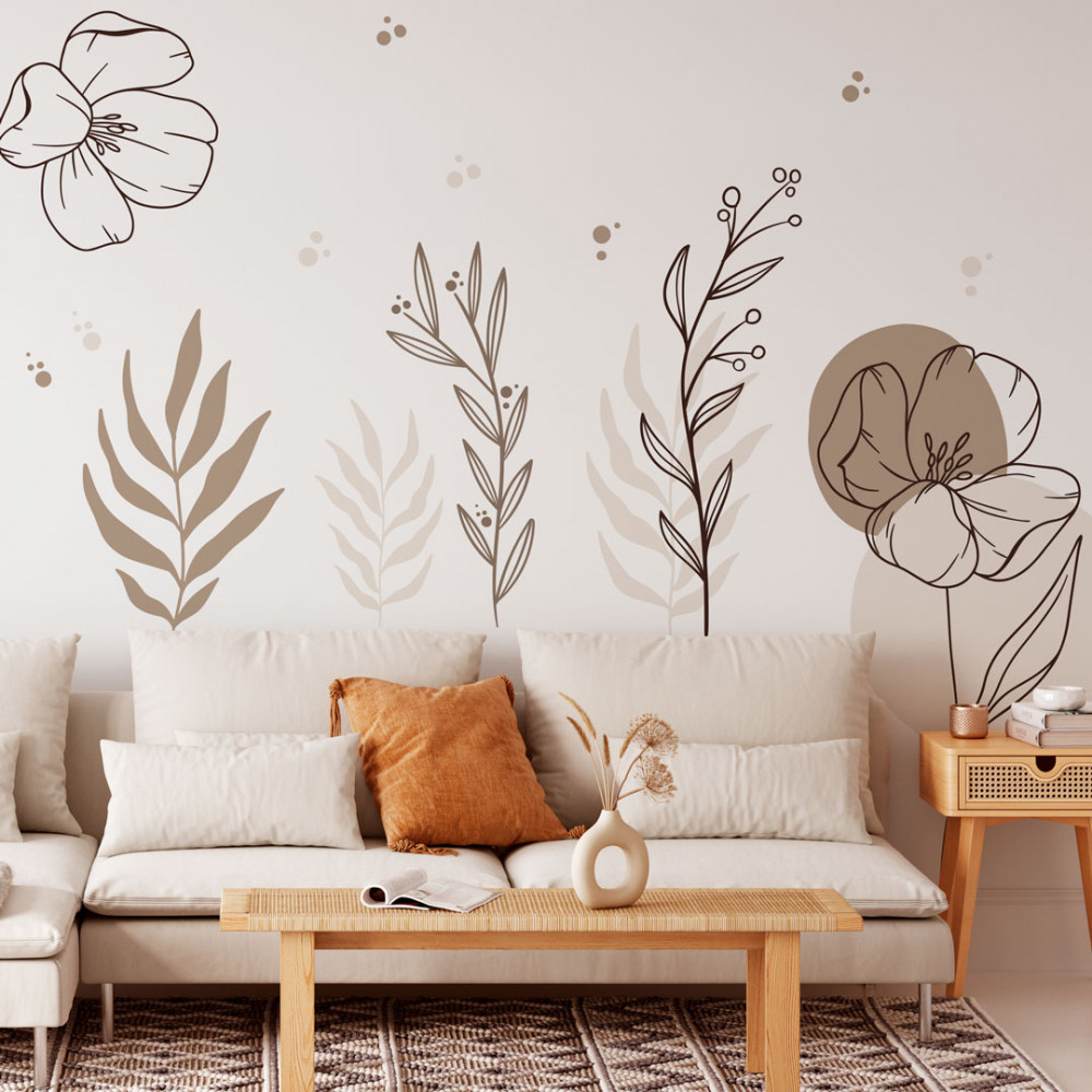 Adesivo de Parede Boho Floral Folhagem Botânico | Shopee Brasil