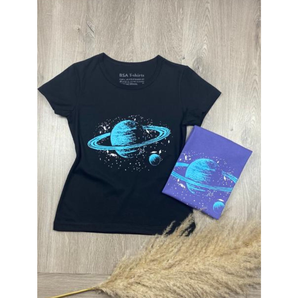 T-Shirt - Planeta - Blusinha Feminina - Camiseta - 100% Algodão