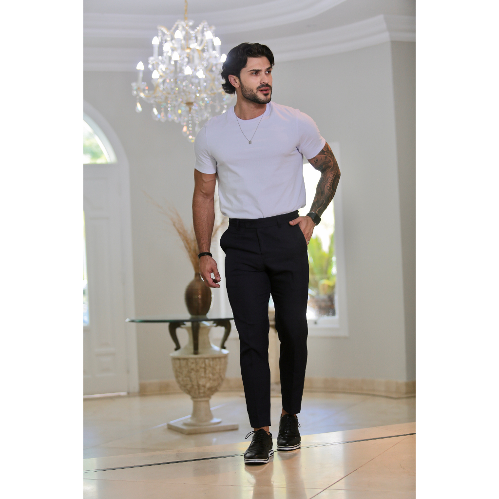 Kit 3 Calças Alfaiataria Masculina Slim Fit