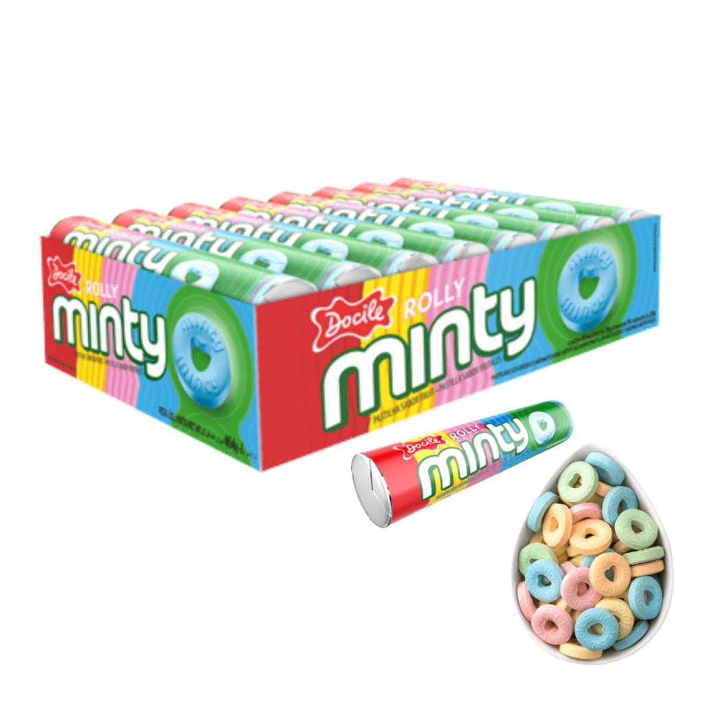 Pastilha Rolly Minty Frutas Com 16 Unidades - Docile
