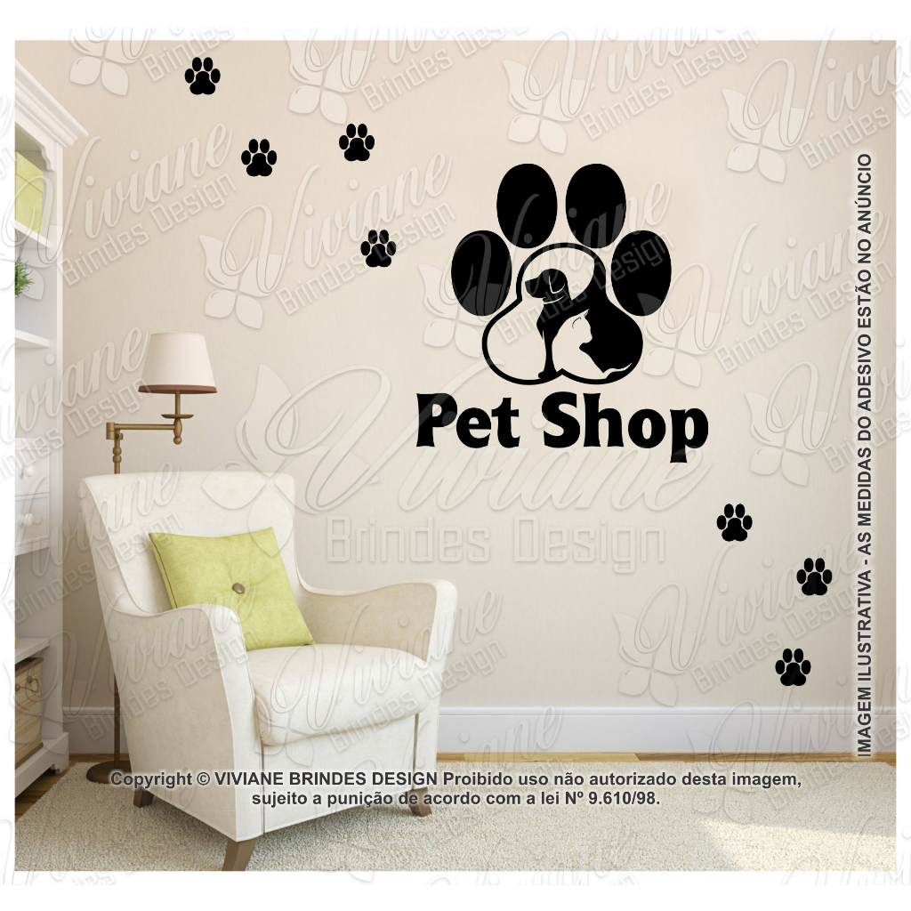 Adesivo Pet Shop Gato e Cachorro M13m | Shopee Brasil