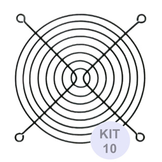 Kit 10 Tela de Proteção Grade para Cooler Fan Ventoinha Microventilador 120mm 12cm Preto Aço Atacado