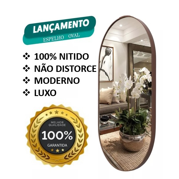 Espelho Oval Corpo Inteiro Espelho Decorativo Retro 1 Metro - Espelho Decorativo 1 Metro Espelho De Luxo Moderno