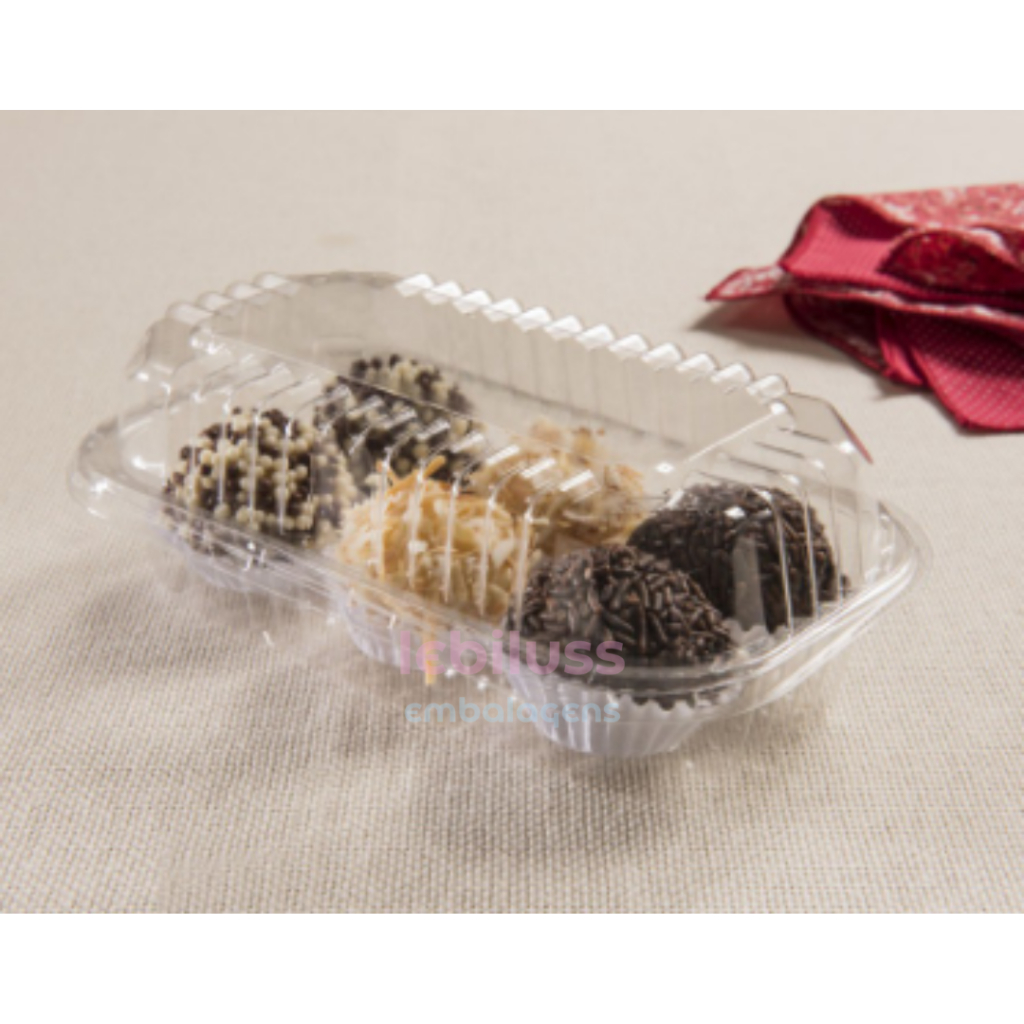 20 Unid Embalagem Retangular com Tampa Articulada para Salgados Lanches Doces Pães em Geral S-10