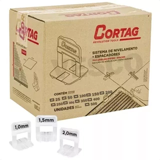 500 Espaçadores Modelo Slim Cortag Clip Nivelador de Piso Porcelanato Cortag Caixa com 500 unidades