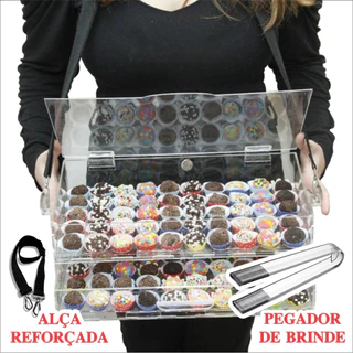 Tabuleiro 2 Andares Acrílico Com Gaveta 100 Brigadeiros Nº5