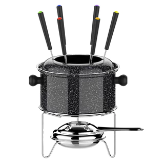 Conjunto de Fondue Pequeno Caçarola 0,85L 10 Peças Colorstone Preto HH7802 Euro